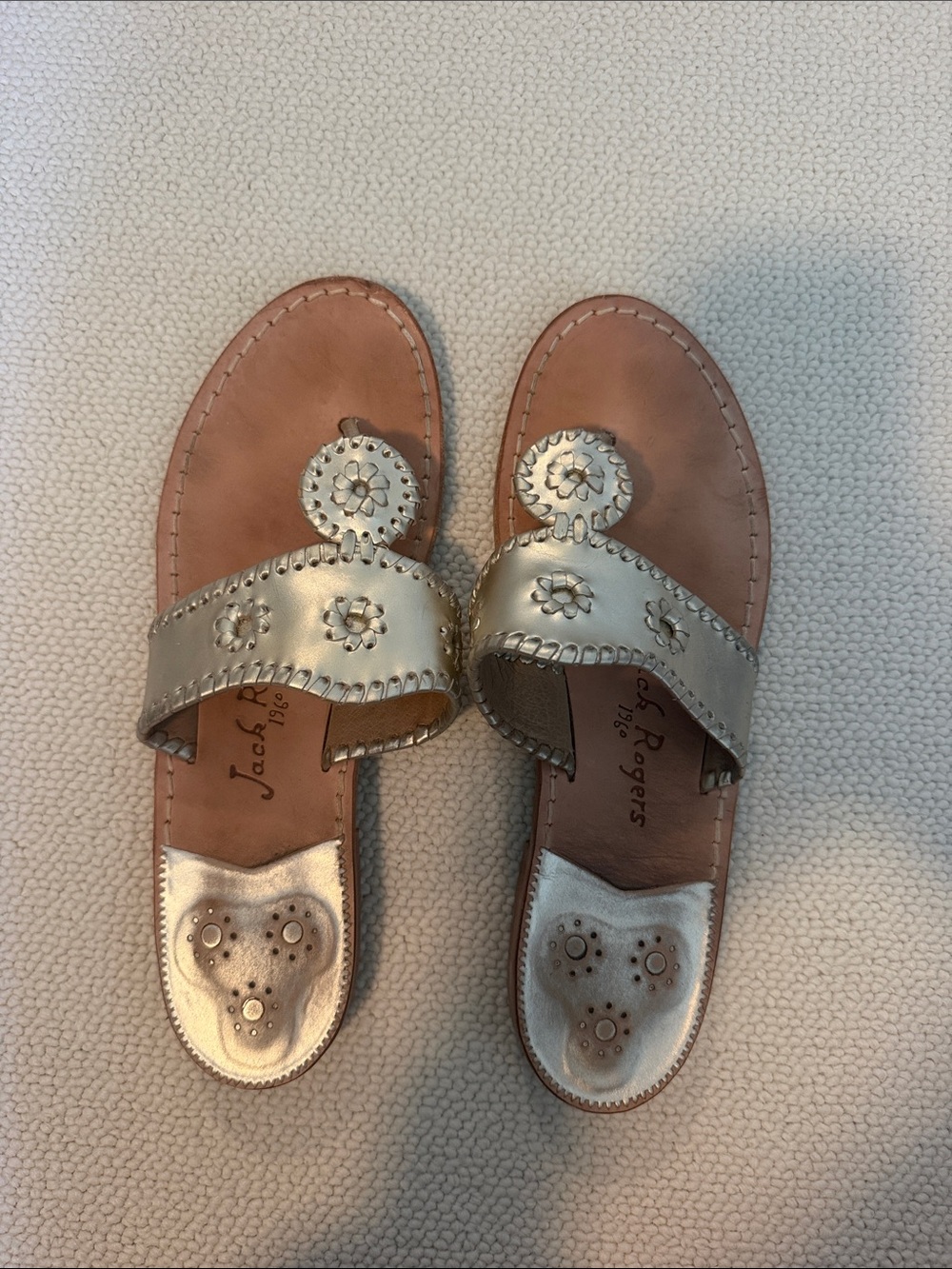 Jack Rogers Gold Flip Flops